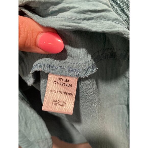 Zenana XL Teal Crepe V-Neck Top | Lightweight & Oversized - Picture 5 of 6